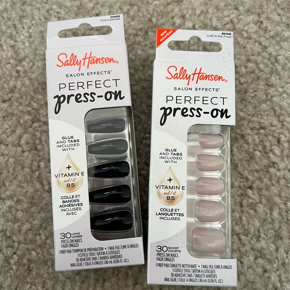 Sally hansen Perfect Press-On Nails - Black and neutral set of 2